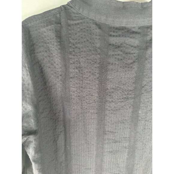 Johnny Was Ruffle Sleeve Henley Silk Tunic Embroidered Black Florrie Size S $255 - Picture 9 of 9